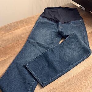 J. Crew Dark Blue Straight Leg Maternity Jeans with Black Panel